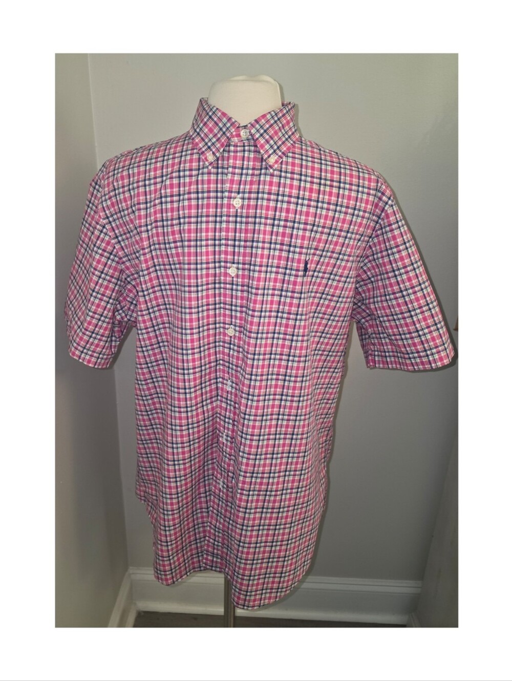Ralph Lauren Men’s Large Multicolor Plaid Short Sleeve Button Down Shirt